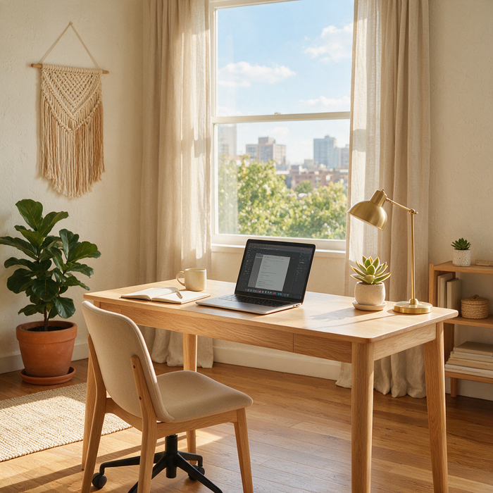 Person arbeitet ergonomisch im Homeoffice an einem hochwertigen Bürostuhl
