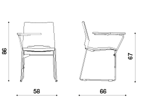 MYNEEED Miss Plastica Schulungsstuhl mit Schreibtablet – Ideal für Seminarräume