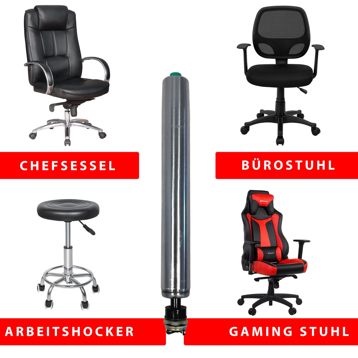 Molla a gas per sedia da ufficio "Compact" - lunghezza 210 mm