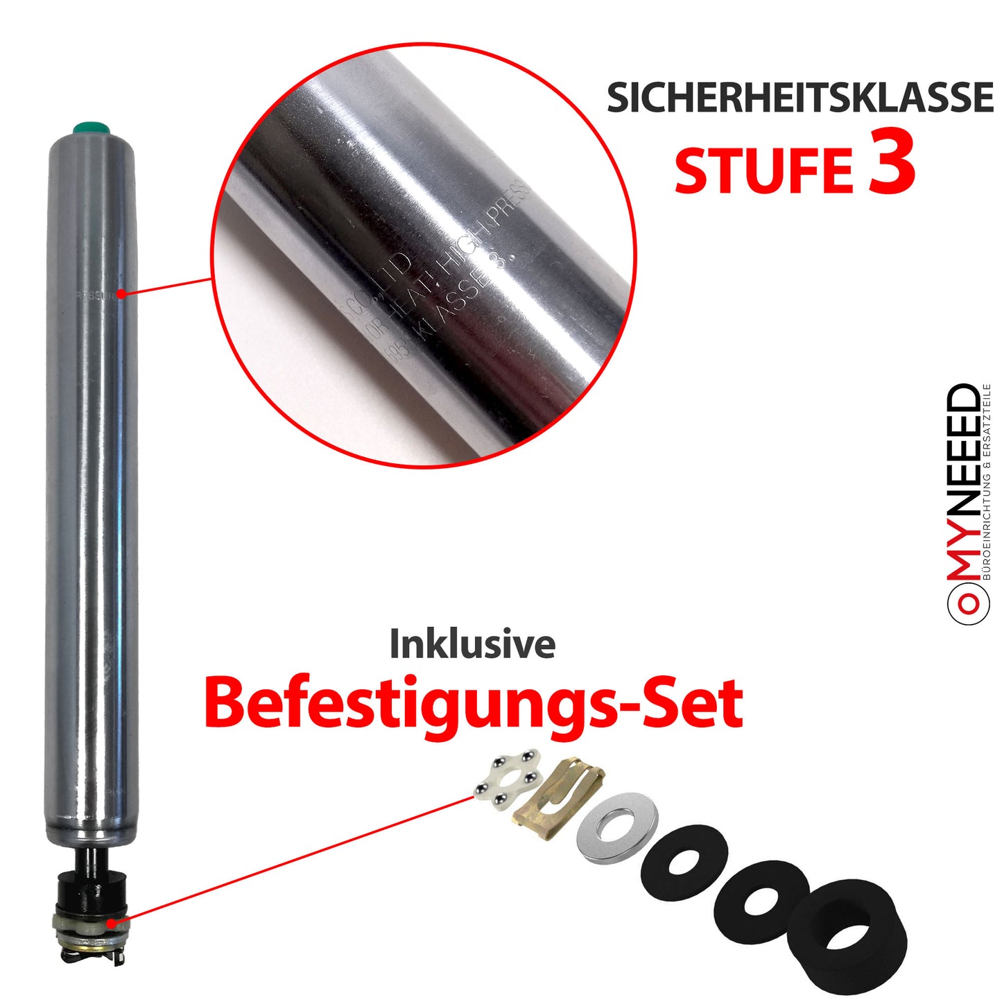 Molla a gas per sedia da ufficio "Compact" - lunghezza 210 mm