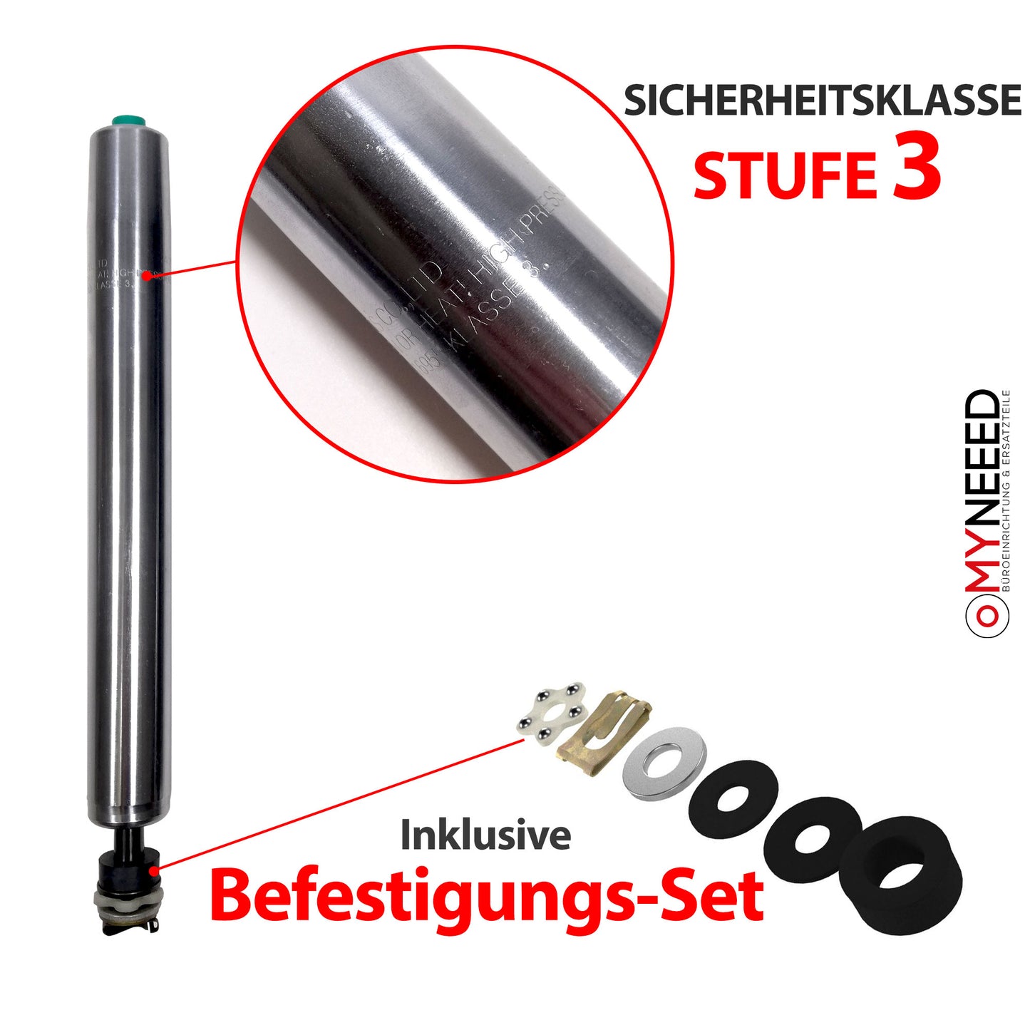 Gasfeder Kompakt 230mm TÜV geprüft - Belastbar bis 200kg