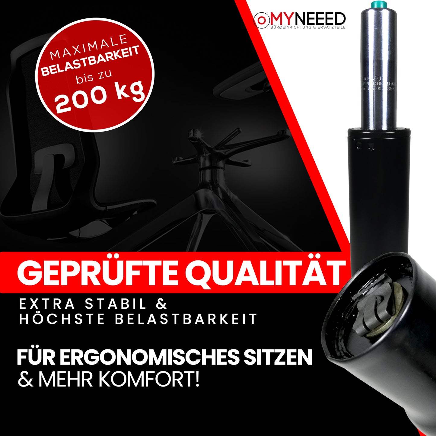 Gasdruckfeder 185mm für Bürostuhl - Qualitätsmerkmale und Verarbeitung