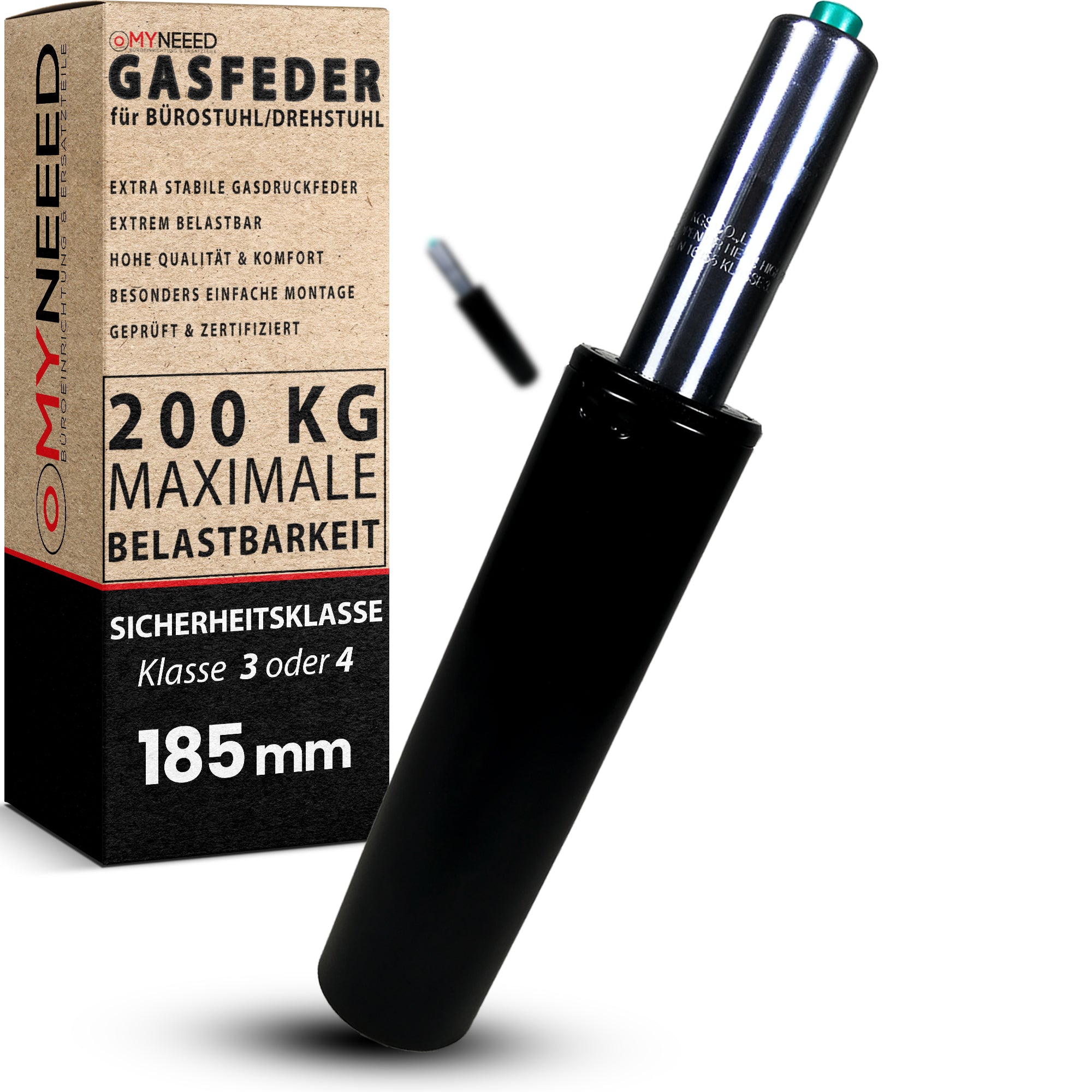 2x Gasfeder 500N – Hub 185mm, Länge 486mm, Universal, Für Dämpfung Und Unterstützung