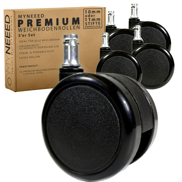 Premium Weichbodenrollen Ø65mm - Sicherheitsdoppelrollen für Teppich