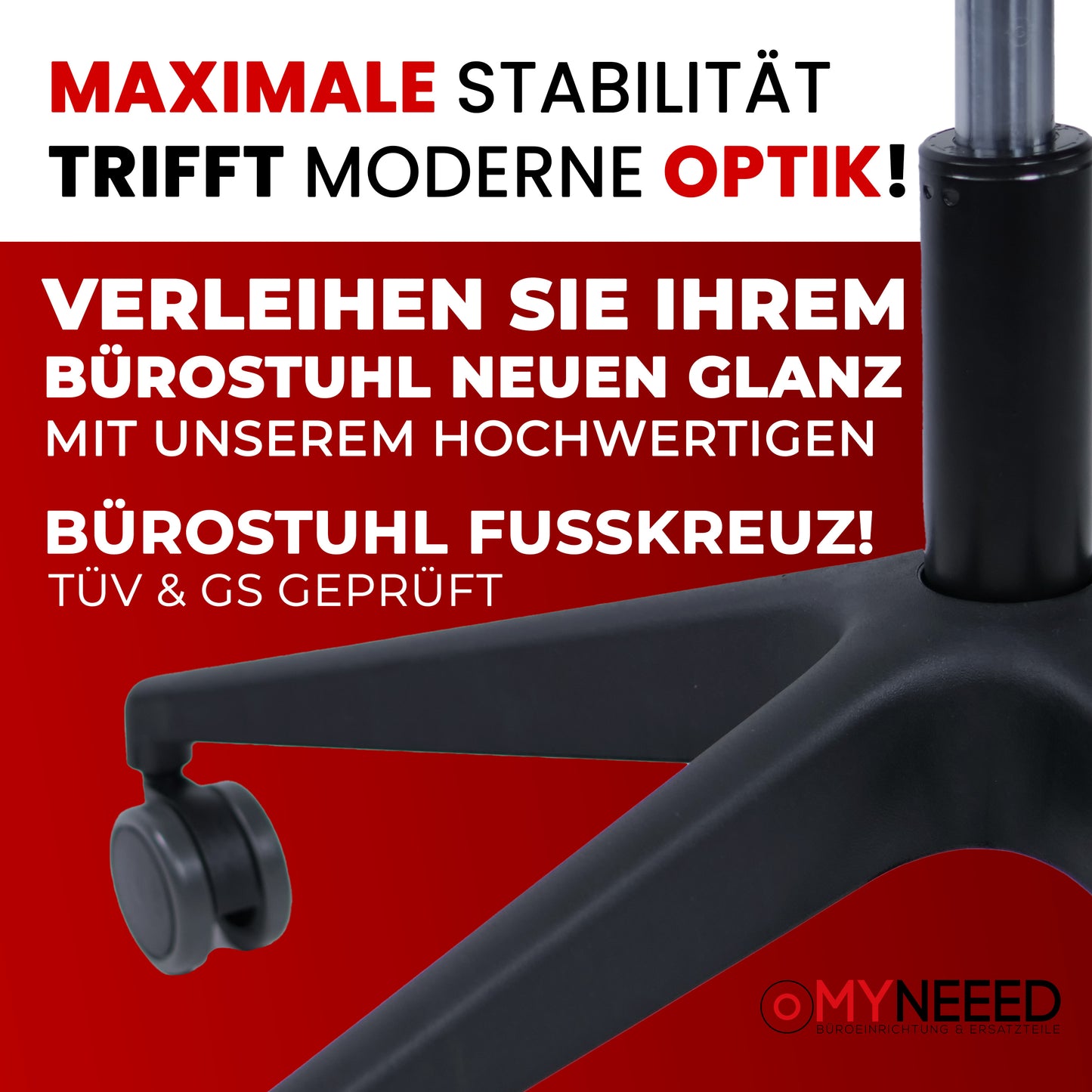 Bürostuhl Fußkreuz inkl. Universal Stuhlrollen (Basic Set)