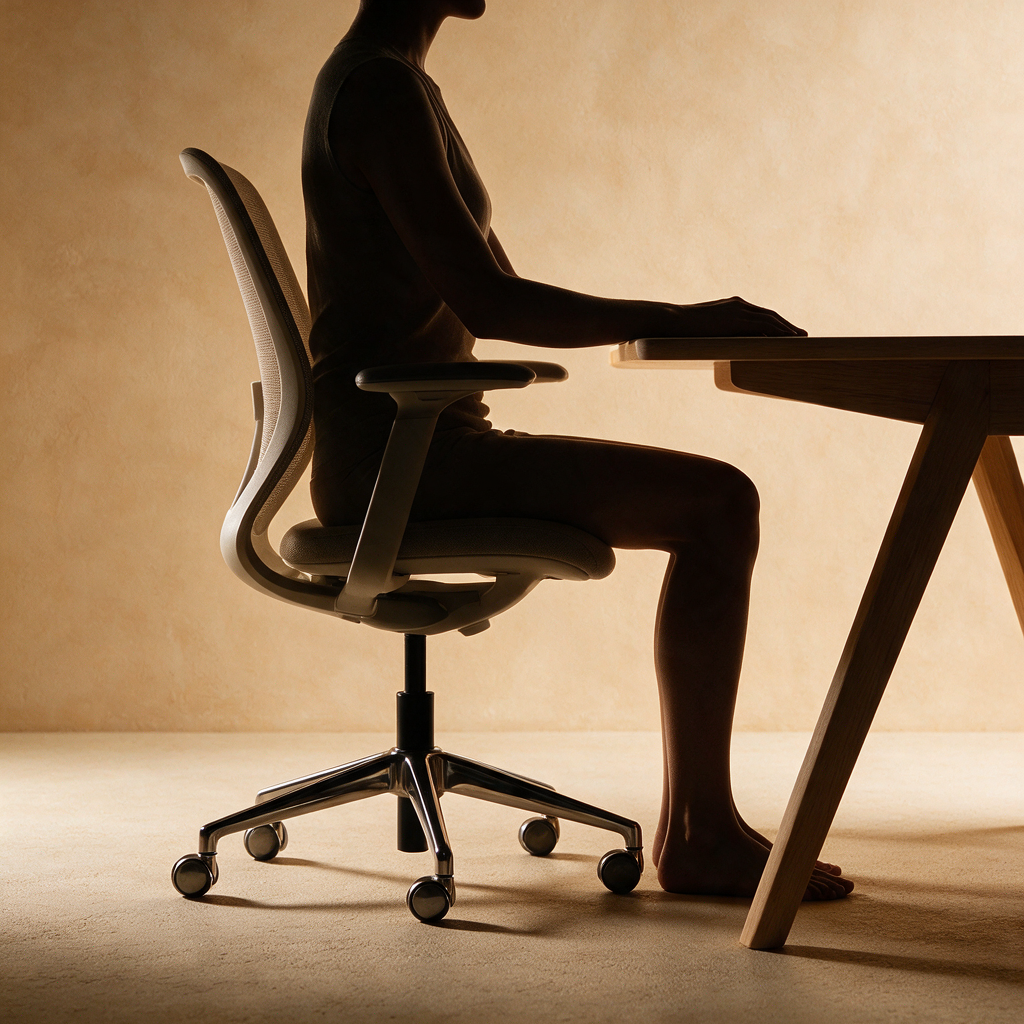 Silhouette mit korrekten Sitzwinkeln am Bürostuhl