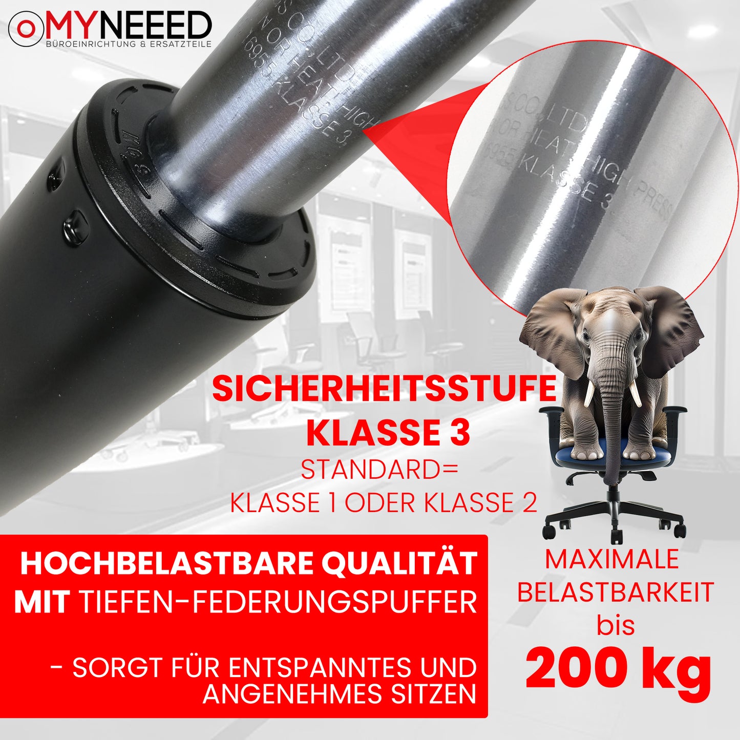 Gasfeder für Bürostuhl - Länge: 165mm V