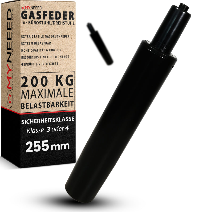 Bürostuhl Gasfeder 255mm - Universal Gasdruckfeder Ersatzteil für Drehstühle