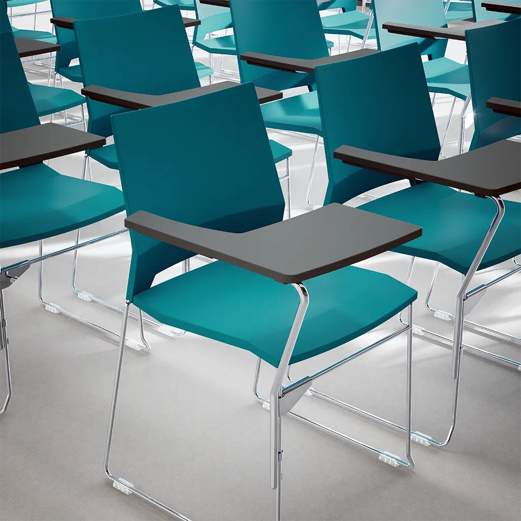 MYNEEED Miss Plastica Schulungsstuhl mit Schreibtablet – Ideal für Seminarräume